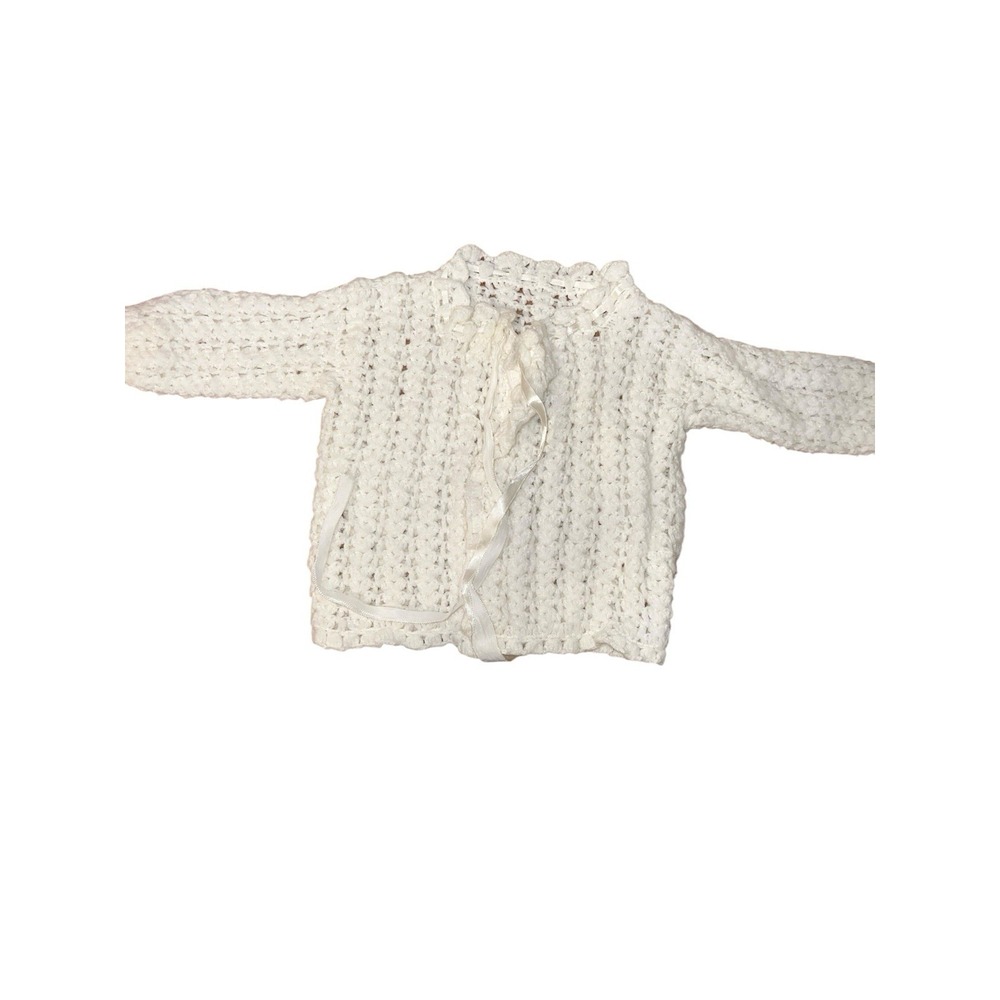 Vintage Handmade Girls White Sweater 60s:70s‎ No Tags About 9 Months